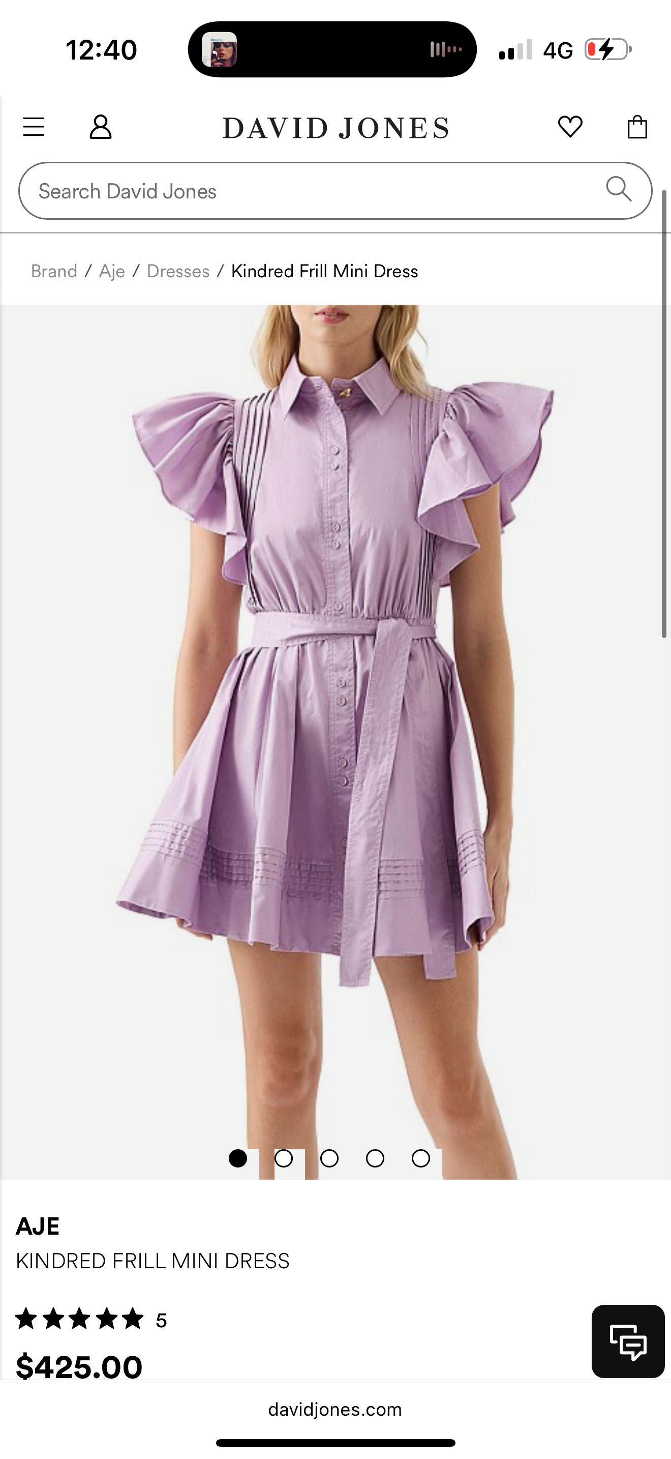AJE Kindred Frill Mini Dress - Size 8