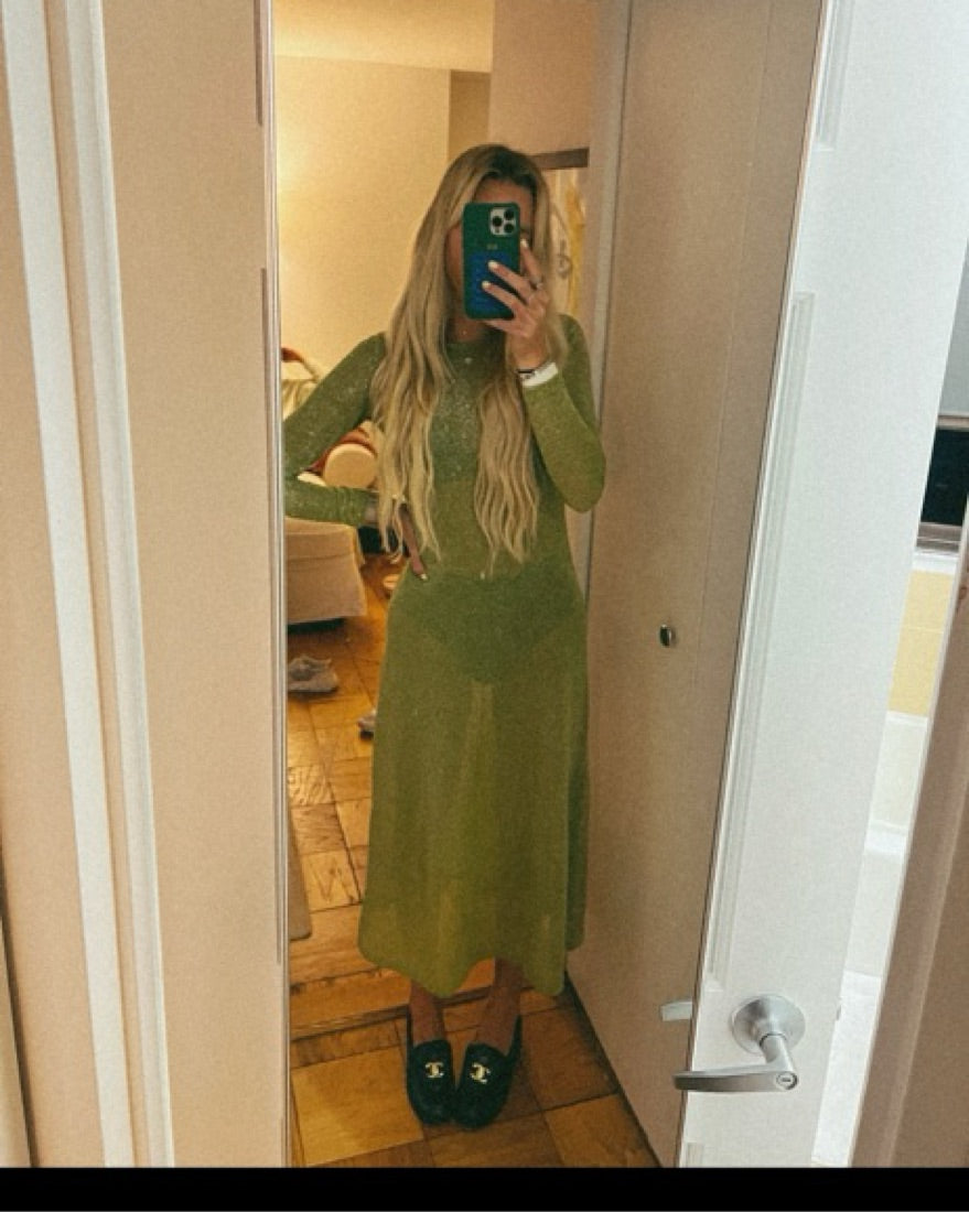 Zara Green Mesh Dress - Size 8