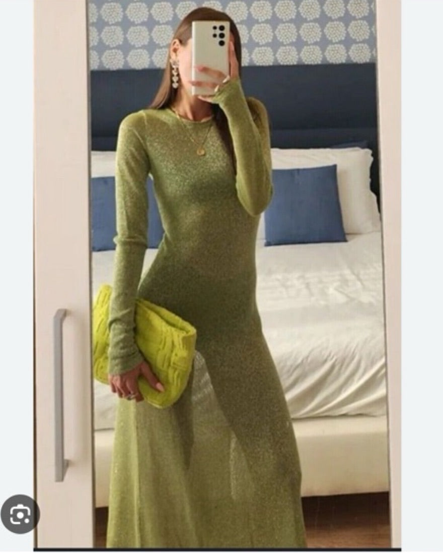 Zara Green Mesh Dress - Size 8